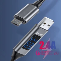 micro usb cable display current and voltage data cord mobile phone data tran fast charging for android phone xiaomi huawei redmi