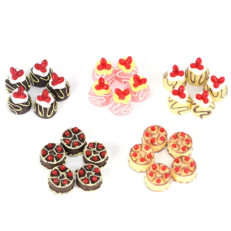 

5pcs/lot Resin Strawberry Cake, Adorable Miniature Cakes, Resin Cabochons for Phone Decoration DIY Crafts Making Wholesale