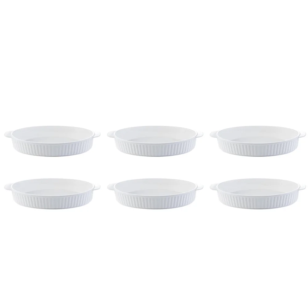 

6pcs Household Ceramic Baking Cheese Snack Dessert Storage Plate Serving Tray