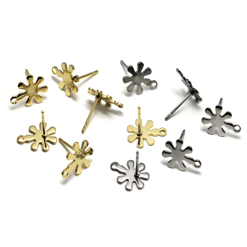 

20pcs Surgical Stainless Steel Gold Plated Blank Studs Earring Post Base Pins with Connector Loop For DIY Earring Jewelry Making