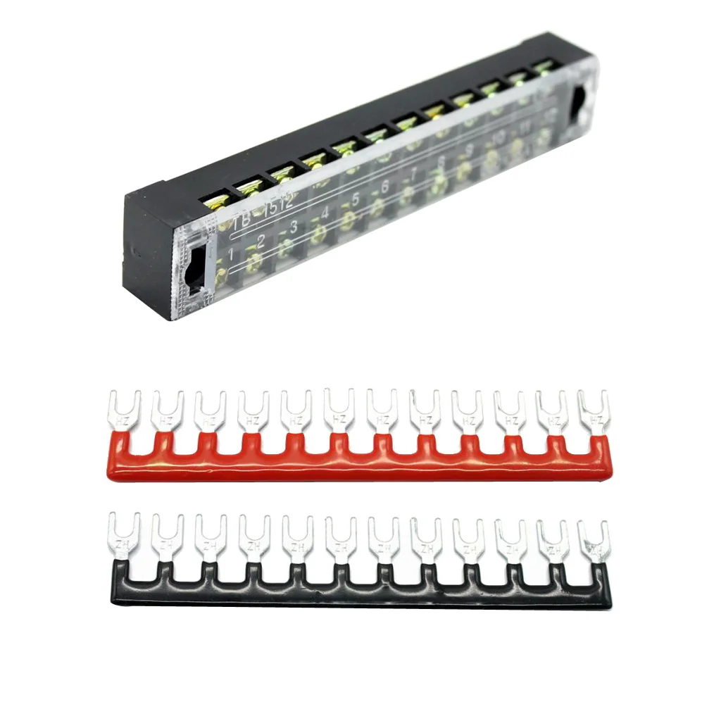 

600V 15A Double Row 12 Positions Screw Terminal Block with Barrier Strips