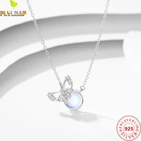 moonstone 100 925 sterling silver necklace for women butterfly zircon necklaces pendants fashion chain fine jewelry