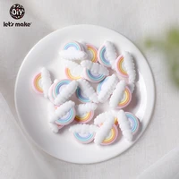 lets make 20pc diy handmade silicone beads baby toys rainbow cartoon beaded silicone teether infant shower gift baby teether