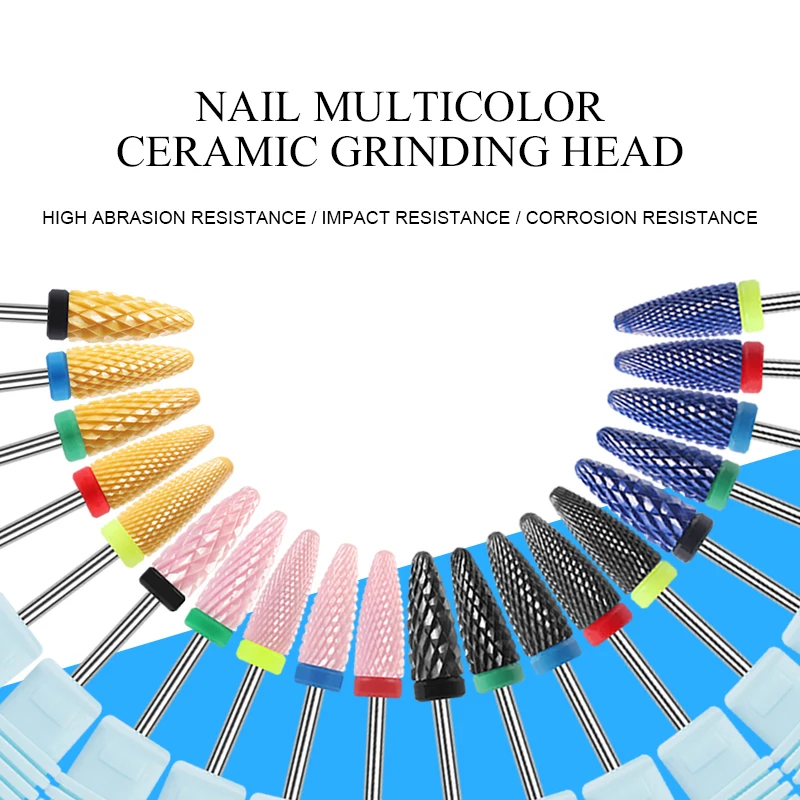 1 Pc Ceramic Nail Grinding Head Pink Light Blue Mixed Colors Art Polishing Tool Electric Griding DIY Design | Красота и здоровье