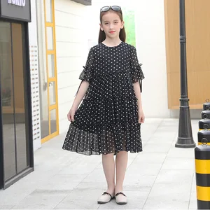 Детское летнее платье принцессы в горошек, на возраст 5, 8, 10, 12, 14, 16 лет