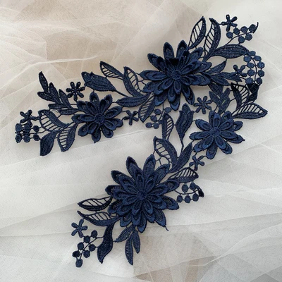 2 пары = 4 штуки разноцветные цветочные 3D кружевные аппликации вышитые нашивки