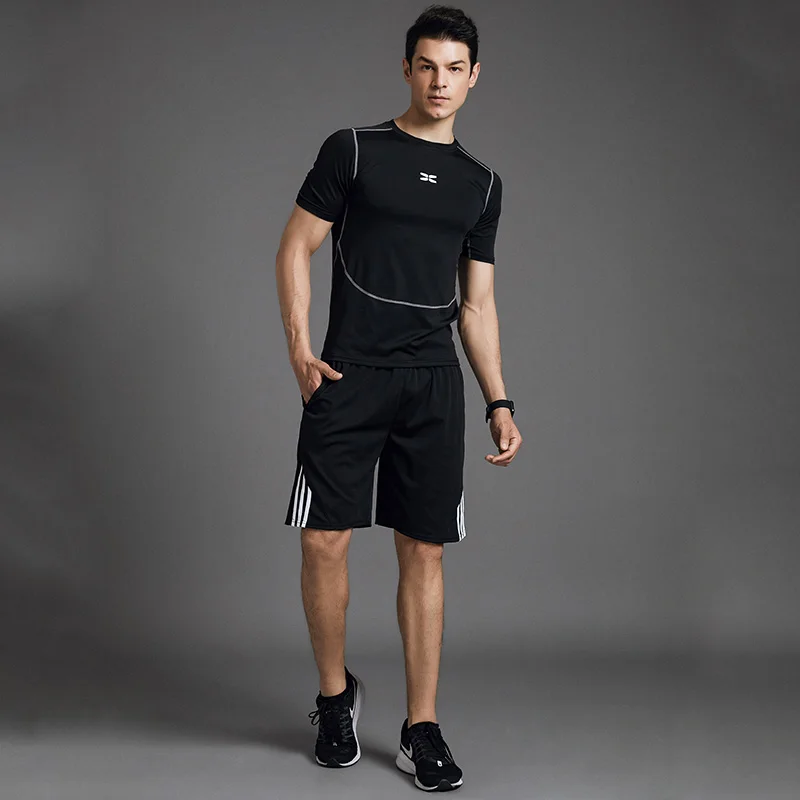 Мужской спортивный костюм для бега с круглым вырезом Футбольная спортивная