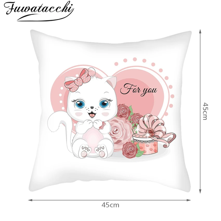 

Fuwatacchi Cartoon White Cushion Cover Decorative Throw Pillows Cover Case Home Decor for Living Room Bed Sofa Chair Funda Cojin