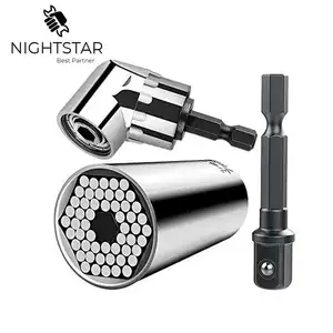 Универсальный Гаечный ключ с трещоткой, 7-19 мм, 3 шт., адаптер для дрели, угловой переходник на 105 градусов, удлинитель для дрели