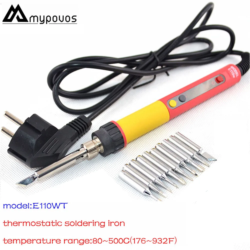 E110W and 10pcs tip CXG E60W E90W E110W цифровой ЖК Регулируемый NC термостат Электрический паяльник ручка сварочный Ремонт+ 10 шт. 900 м наконечники - Цвет: E110W and 10pcs tip
