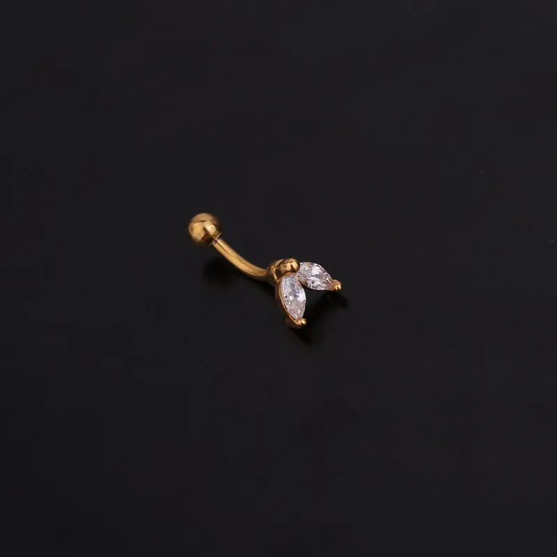 Серьги-гвоздики со стальным кристаллом и драгоценным камнем для бровей |