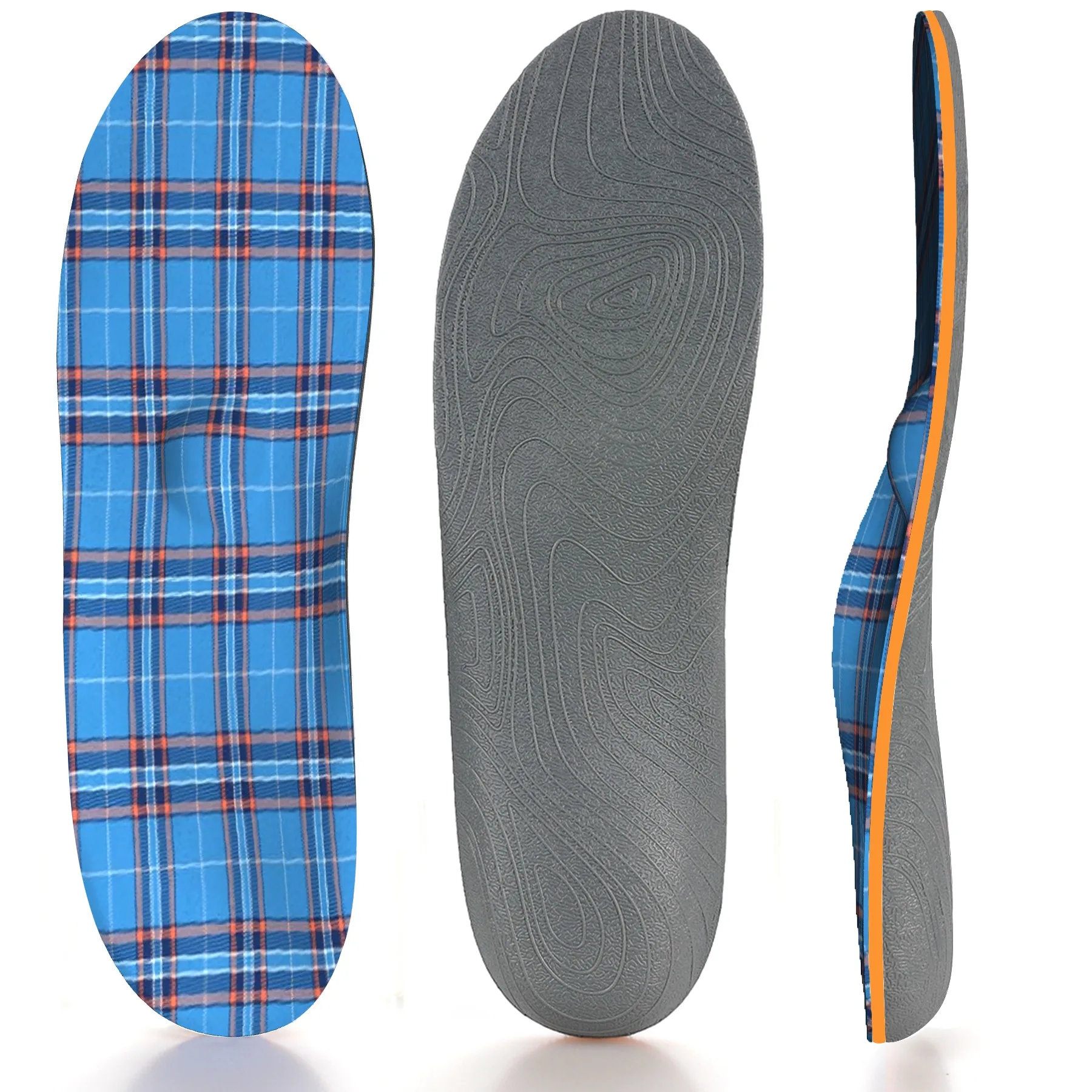 

Синие полосатые стельки с высокой поддержкой свода стопы, стельки для облегчения подошвенного фасциита, толстые ортопедические стельки дл...