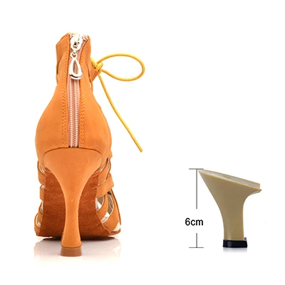 Brown 6cm Black Suede Latin Dance Shoes Ladies High Heel Brown High Banded Ballroom Dance Shoes Stage Performance Party Indoor Soft Bottom - Цвет: Brown 6cm