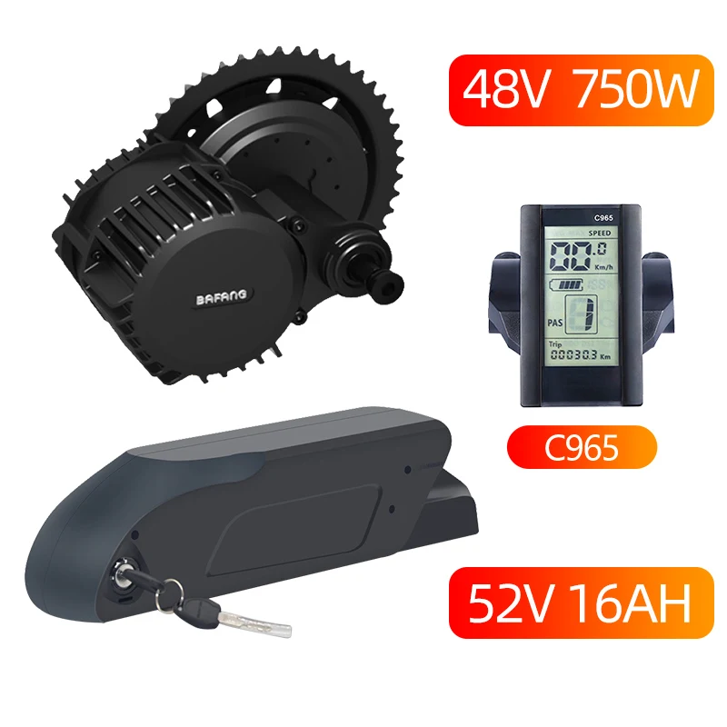 BBS02B Bafang 48 в 750 Вт Mid Drive комплект электродвигателей с 48 в 52 в 13AH 17.5Ah литий-ионный Ebike батарея BBS02 8fun Bafang батарея - Цвет: 52V16AH and C965