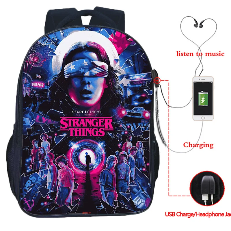 

New Stranger Things 3D Print Backpack For Girls Boys USB Charging School Bags Students Book Bags Teenage Daypack School Mochilas