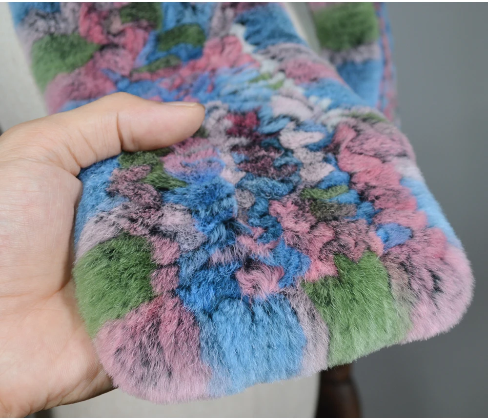 Winter Long Style Women Real Rex Rabbit Fur Scarf Rex Rabbit Fur Warm Soft Ring Scarfs High Quality Knit Rabbit Fur Scarves