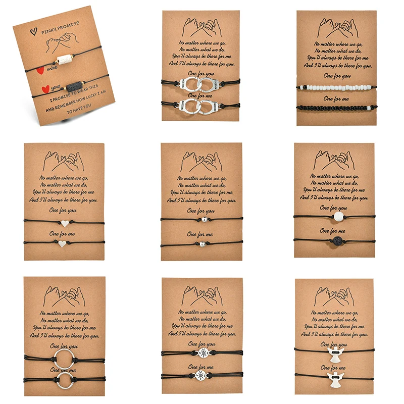 

Matte Lava Stone Natural Stone Bead Bracelet 2pcs/set String Braiding Couple Bracelets for Men Women Wish Jewelry