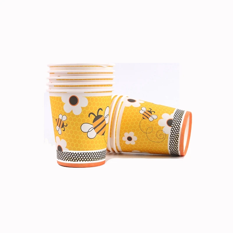 cup 10pcs Детская вечеринка на день рождения пчела кинематографическая тематика одноразовая посуда бумажная чашка скатерть День рождения украшение для детей - Цвет: cup 10pcs