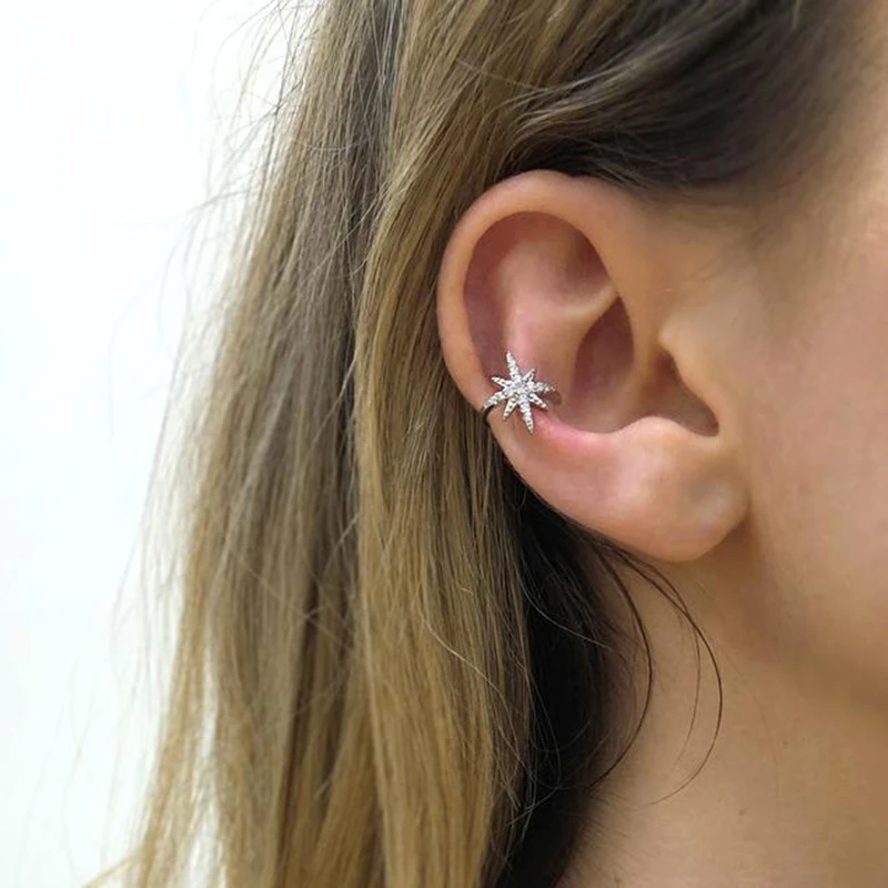 

Aide Cross Ear Cuff Non Pierced Earrings for Women 925 Sterling Silver Micro Pave CZ Small Clip on Earrings Cartilage Jewel 1PC