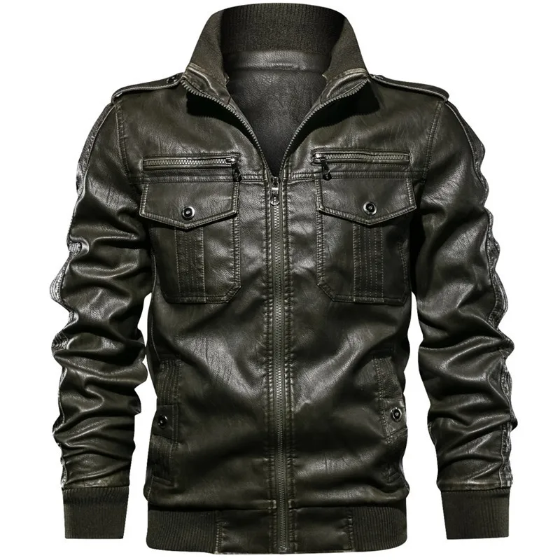 New Men's Military Jacket Casual Army Fitness Fur Coat Bomber Anti-Leather European Size leather jacket Dropshipping | Мужская