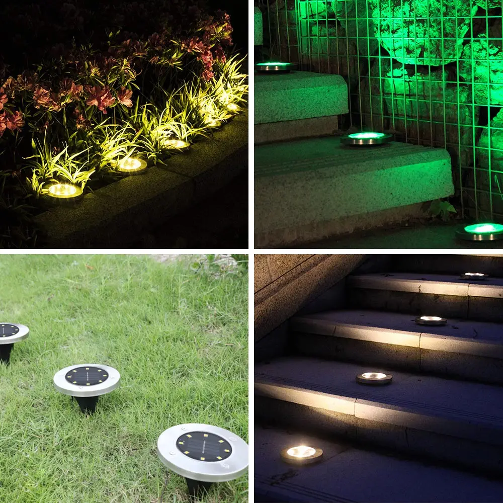 

4 8 16 LED Floor Underground Light Solar Power Buried Outdoor Path Way Garden Decking Lamps Waterproof Stainless Steel