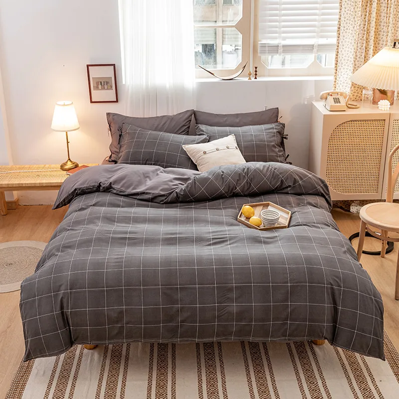 

4pcs Colourful Stripe Warm Bedding Set Winter Easy Care Duvet Cover Flat Sheet Pillowcase Full Twin King Queen Size Bedding Set