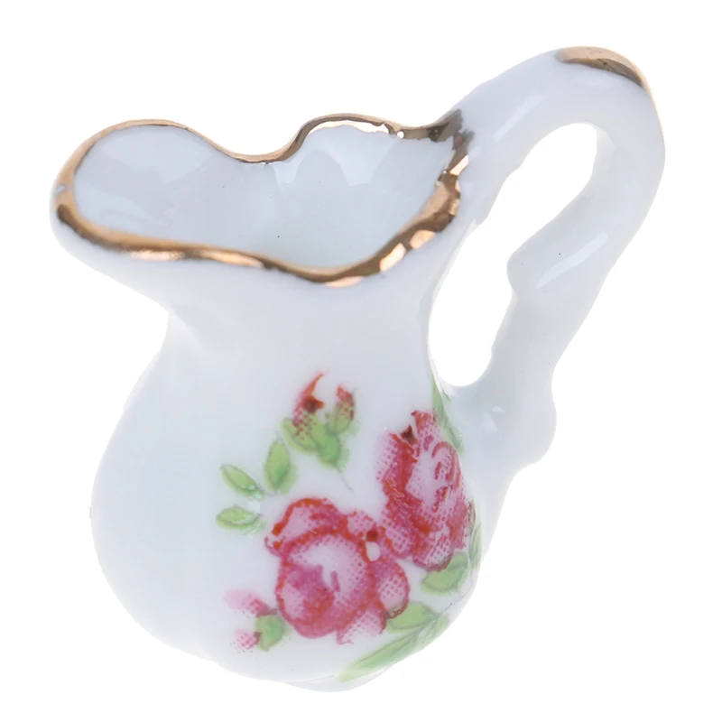 

White Ceramics Mini Kettle+basin Children DIY Miniatures For Dollhouses Teapot & Basin Toy 1:12 Miniature Dollhouse Furniture