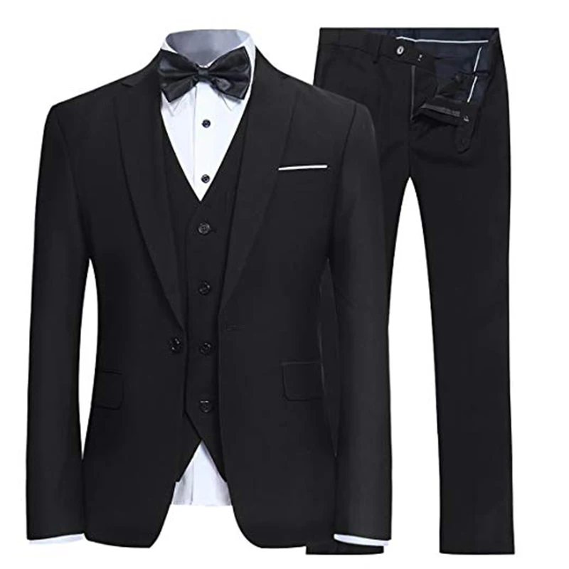 

(jacket+vest+pants)2019 tailor-made suit Slim Fit 3 Piece Suit One Button men Blazer Bridegroom Groomsman Tuxedo Wedding Suits