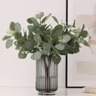 Искусственные растения, Ветви Эвкалипта, шелк, оставьте для дома, свадебное украшение, вазы для помещений, композиция, рождественские искусственные цветы