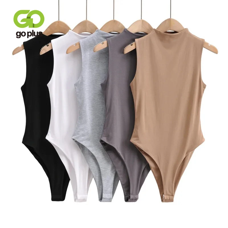 

GOPLUS Bodysuit Women Sexy Sleeveless Turtleneck Skinny Bodysuits Black White Tops Bodys Verano Para Monos De Mujer Damen C11505