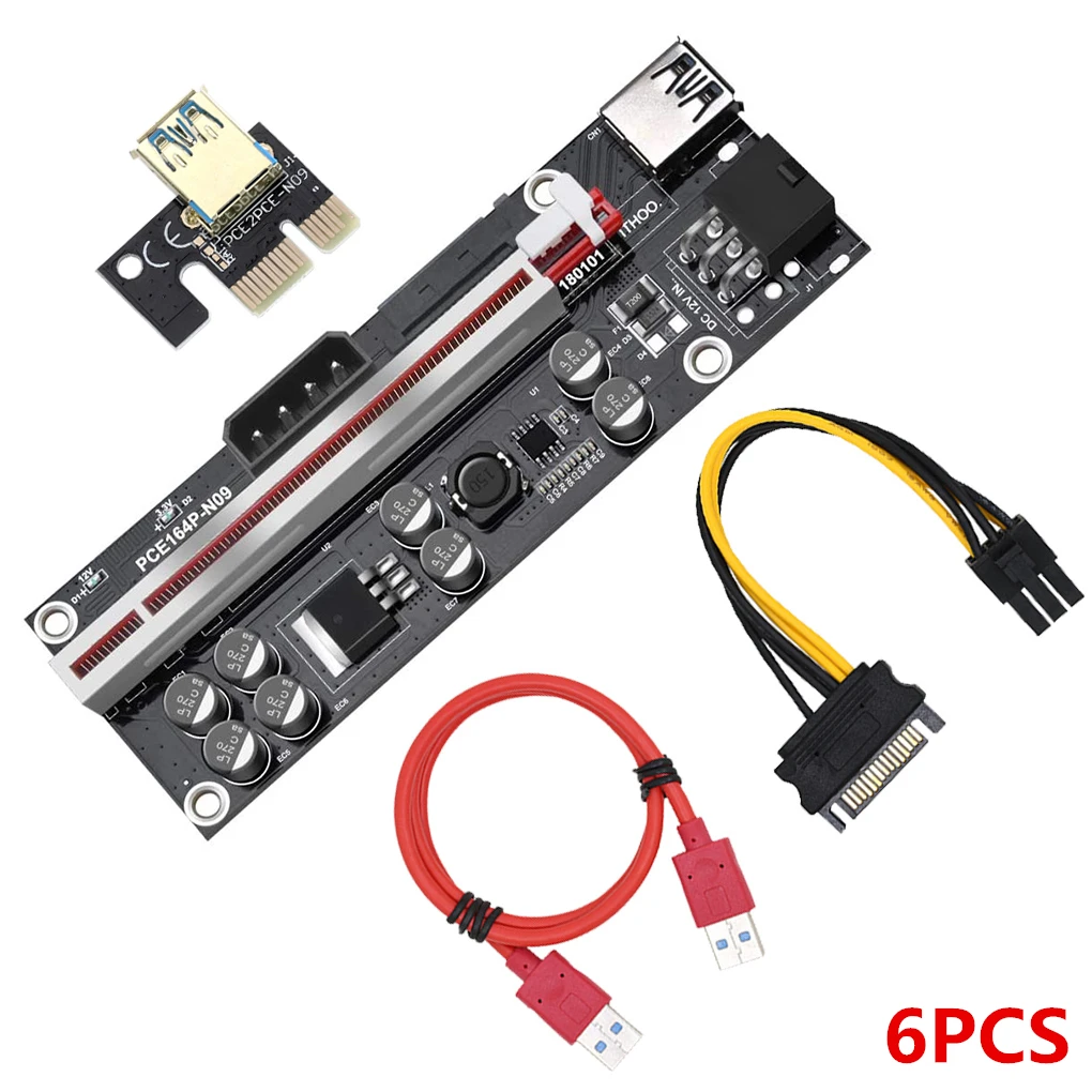 

Райзер-карта VER009S Plus PCI-E, 1X до 16X, USB 3,0, 6 шт.