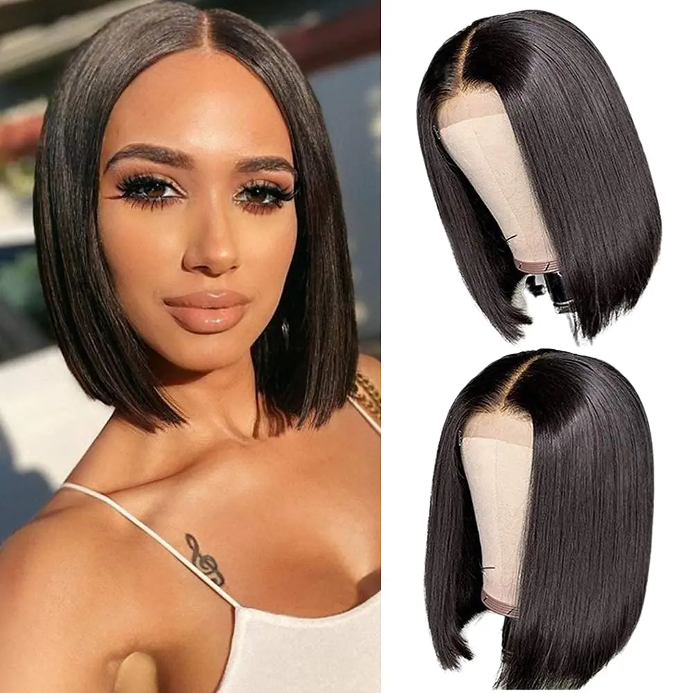 HD Transparent 13x4 4x4 Lace Frontal Closure Bob Wig Short Straight Brazilian Hair Lace Front Human Hair Wigs For Black Women