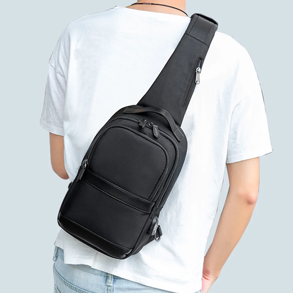 

Fashion SUUTOOP Men's Oxford Waterproof Multifunction USB Crossbody Bag Shoulder Bags Travel Messenger Pack Chest bag for Male