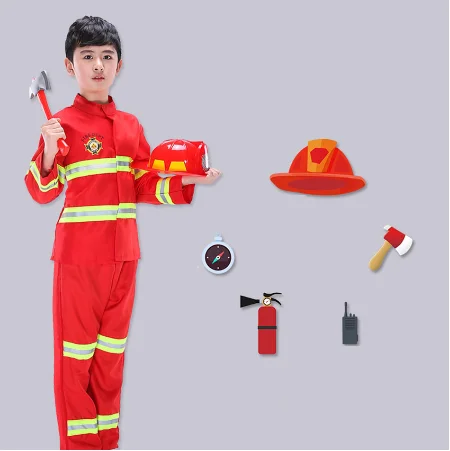 Kids Firefighter Costumes Baby Boys Clothing Set Halloween Party Cosplay Roleplay Fireman for Teenager with Belt | Тематическая