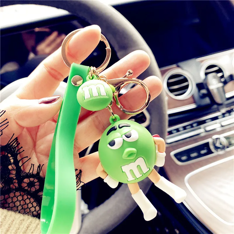 

2020 New M Bean Cute Doll Toy Keychain m&m Children 's Surprise Birthday Gift Charm Accessories The Bell Keyring Pendant
