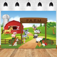 farm animal happy birthday party photo backdrop kids baby shower photography background children photographic banner
