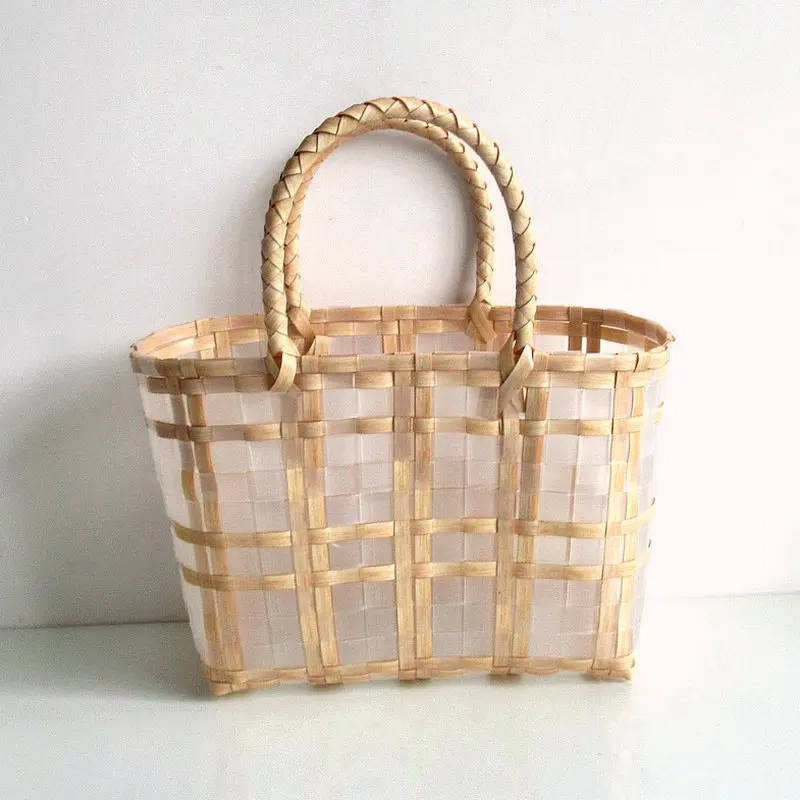 

Women New Woven Portable Handbag Casual Fashion Shopping Bag Beach Photo Small Square Bag Retro Pastoral Style Woven Bag Female