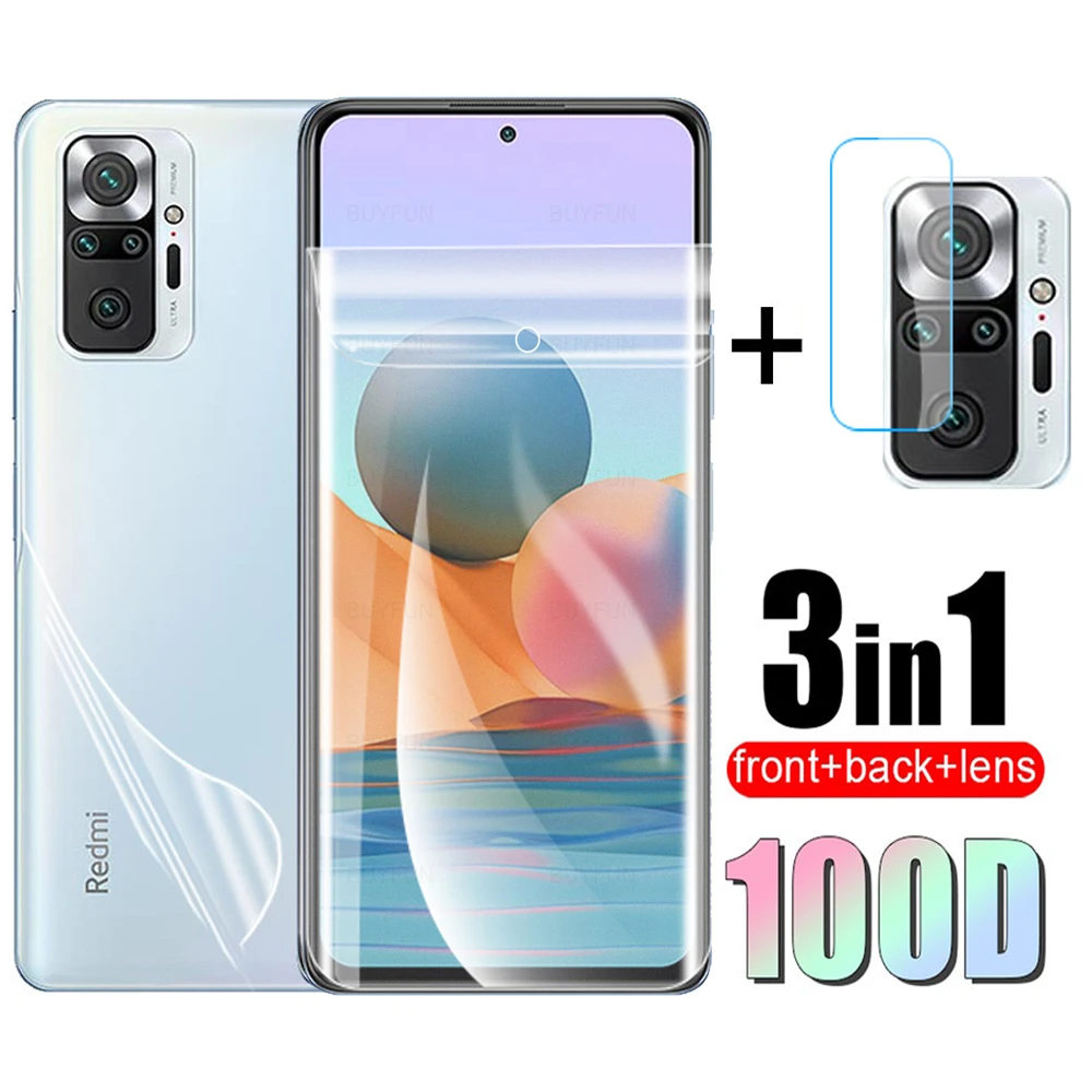 

3-в-1 матовая Гидрогелевая пленка для Xiaomi Redmi Note 10 Pro объектив камеры Защитная пленка для экрана для Redmi note 10 pro 10pro не стекло