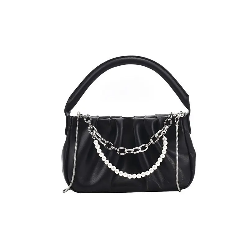 

Folds Design Small PU Leather Crossbody Bags for Women 2021 Spring Luxury Totes Trendy Chain Shoulder Handbags and Purses