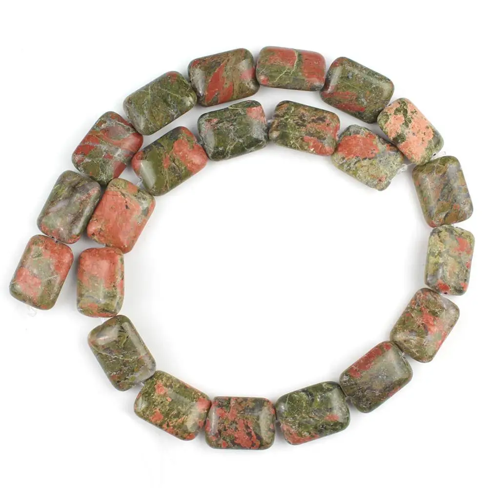 Unakite 13*18 мм бусины из натурального камня прямоугольник Агаты желтый кварц с тигриным глазом малахитовые бусины для самостоятельного изготовления ювелирных изделий браслет - Цвет: Unakite
