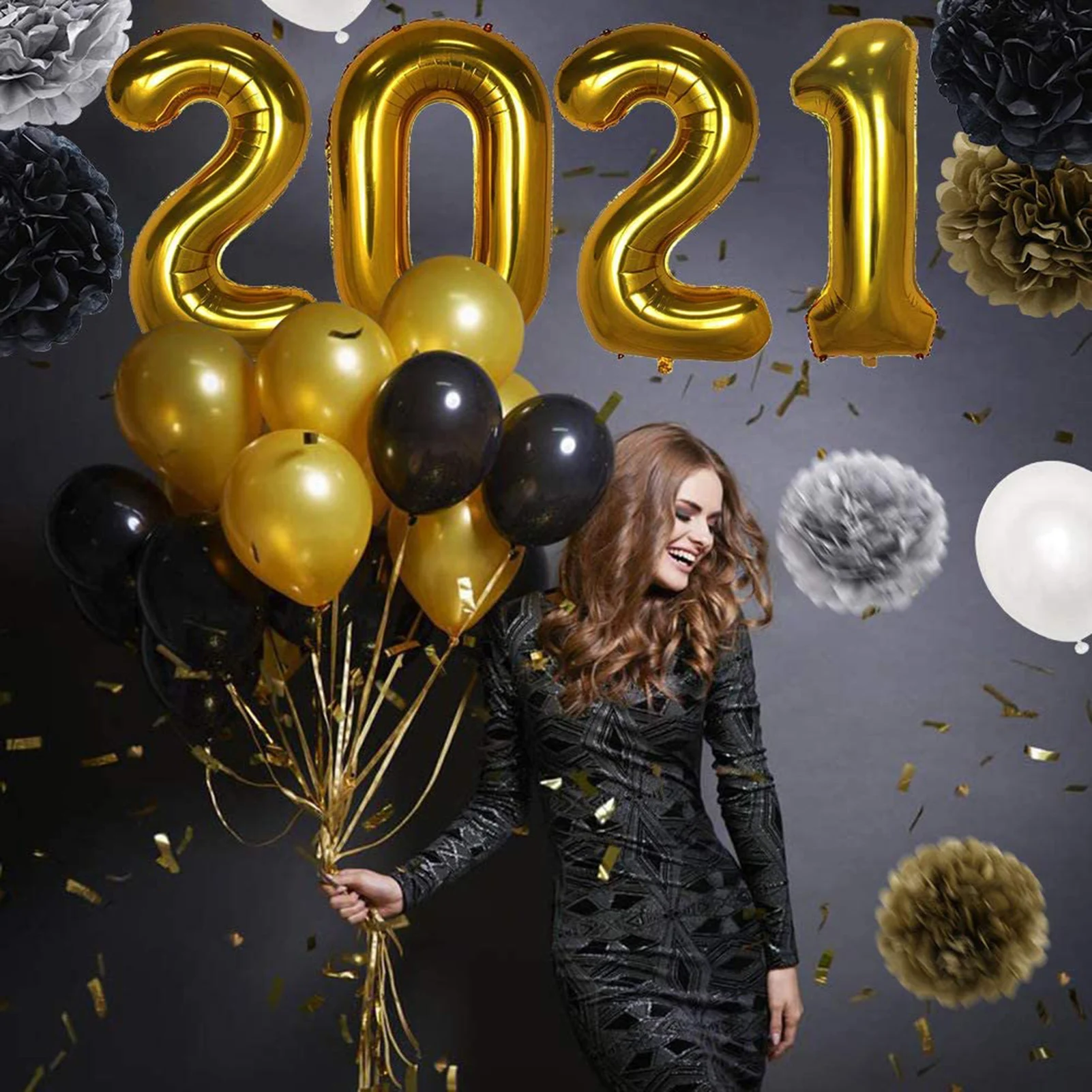 

64pcs/lot New Year 2021 Decorations Banner Balloon SetNew Year Party Supplies Graduation Decor