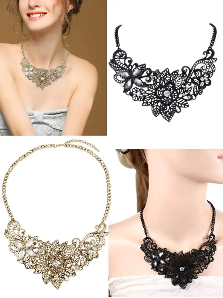 Tuliper чокер Butterfly Statement Necklace Gothic Choker подвеска Flower For Women Party Jewelry Collier цепочка кулон Femme