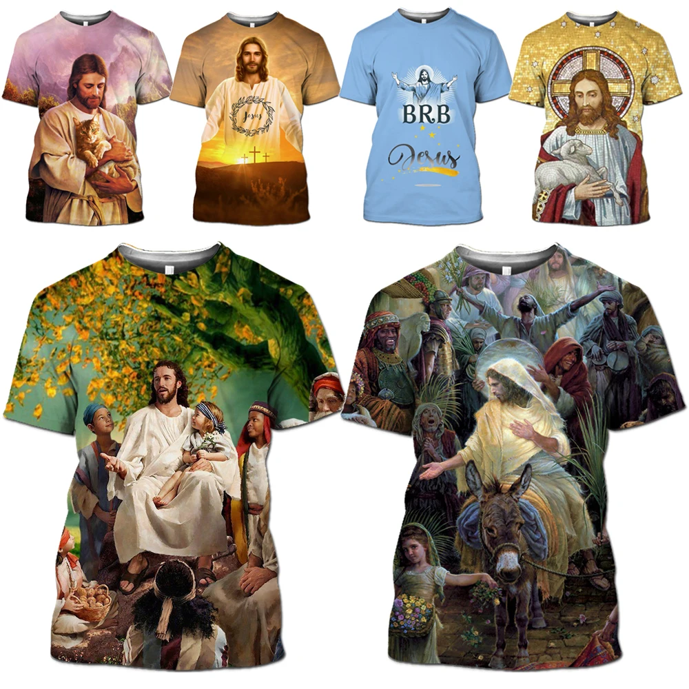 Рубашка Mamba Мужская с 3D принтом Иисуса Бога топ изображением Христа модная