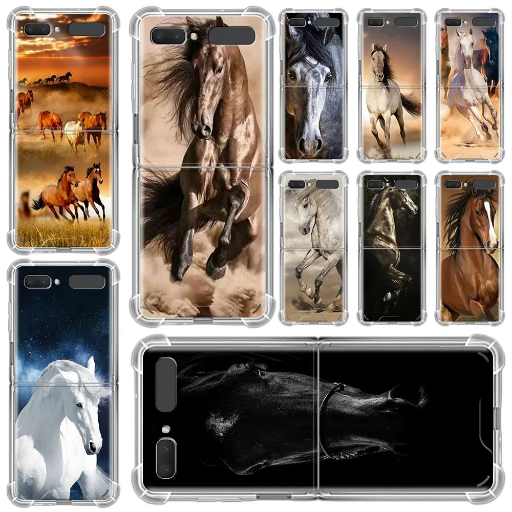 

Animal Cover For Samsung Galaxy Z Flip & ZFlip 5G Anti-Knock Clear Phone Case 6.7 " Folding And Splitting Capa Fundas Horse