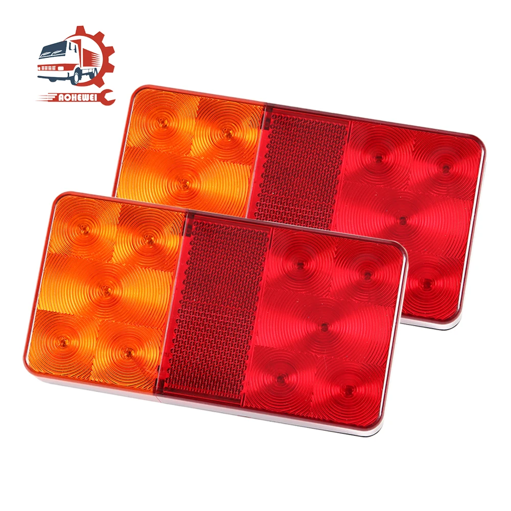 

AOHEWEI 2x LED Trailer Tail Lights Rear Indicator Brake Turn Signal Red 12V Waterproof for Caravan Boat Lorry Truck Reflective
