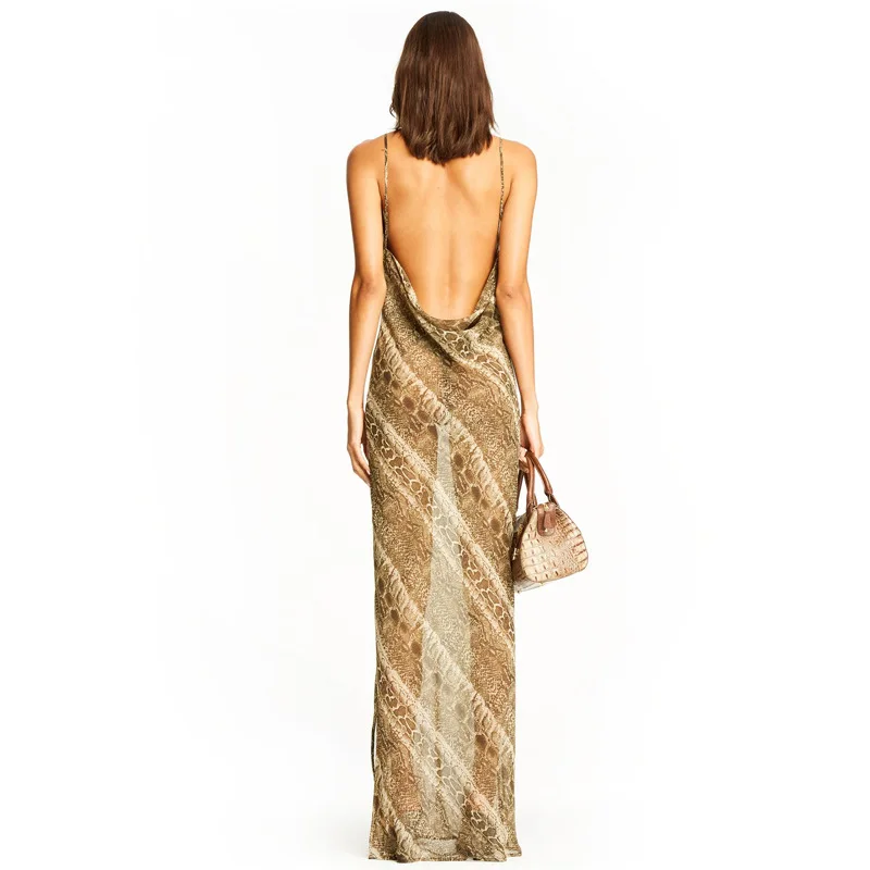 

Women Summer Sleeveless Leopard Clubwear Dress 2020 Fashion Ladies Summer Beach See-through Street Vacation Leisure Dress
