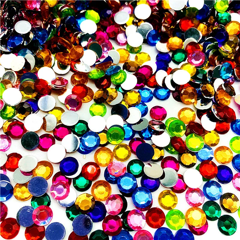 4mm 5mm 6mm 8mm Flatback Round Acrylic Plastic Rhinestones For Handicraft Decoration 3D Nails Clothing Shoes Luggage Crafts DIY images - 6