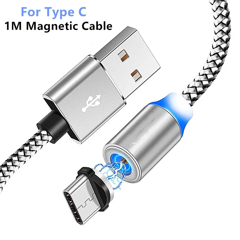 Silve Type C Cable Для samsung galaxy S8 M20 A30 A40 A70 A7 A5 htc U11 Honor 9X9 10 20 Pro магнит Тип C кабель для зарядки USB Зарядное устройство Кабо-Тип C - Цвет: Silve Type C Cable