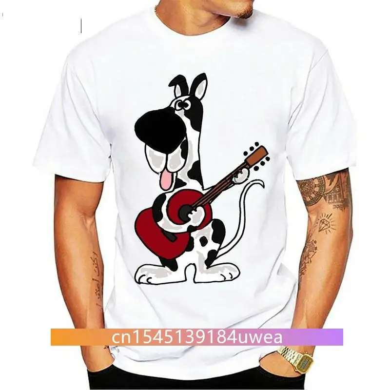 

Great Dane Playing Guitar T-shirt For Men Dropshipping Summer Short Sleeve Cotton Plus Size Custom Team Tee 4XL 5XL 6XL