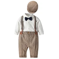 high quality baby boys wedding party gentleman suit newborn bow bodysuithat outfits set gentleman birthday gift
